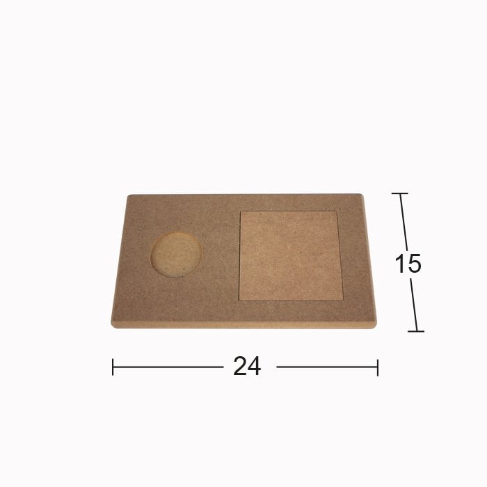 Ahşap Karolu Kahve Sunumluk Tepsi 24x15cm T788