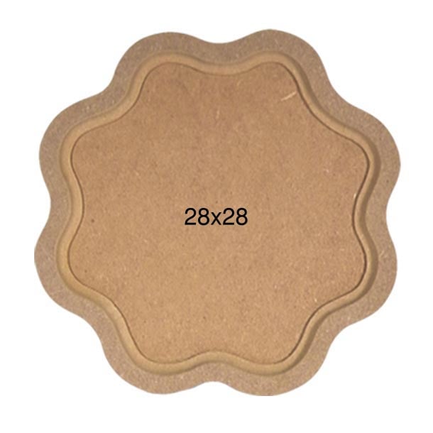 Ahşap Küçük 10 mm Papatya Tepsi 28x28cm T723