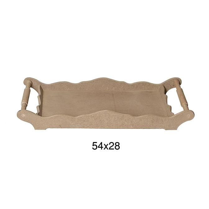 Ahşap Torna Saplı Tepsi 54x28cm T682
