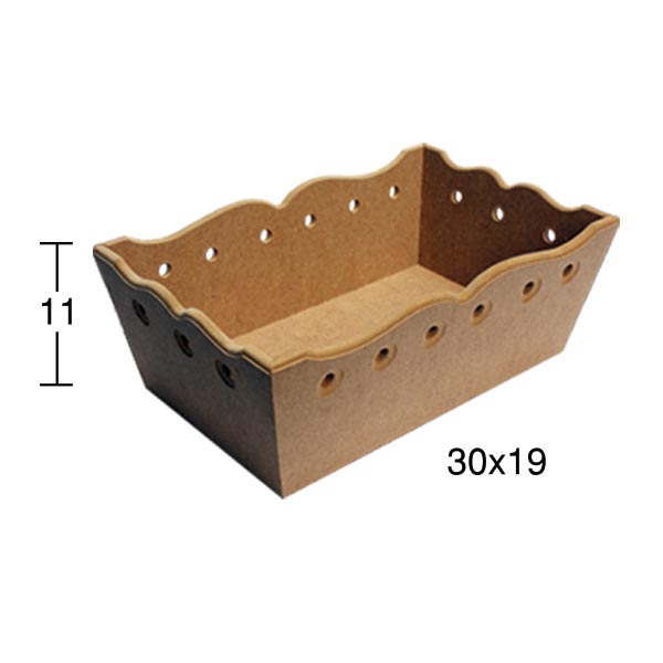 Ahşap Dikdörtgen Delikli Ekmeklik 30x19cm E337