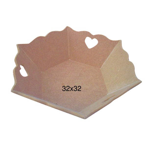 Ahşap Büyük Kalpli Meyvelik 32x32cm E330
