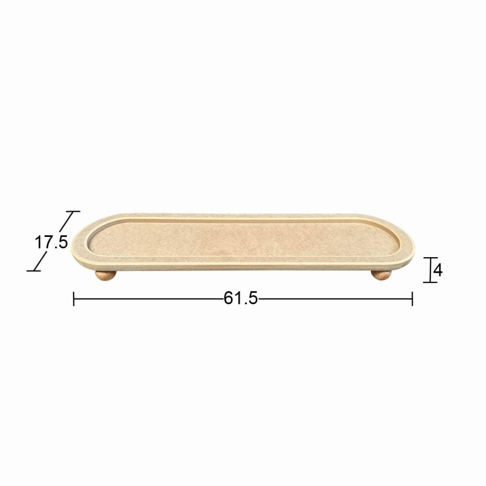 Ahşap Oval Ayaklı Sunumluk 61,5x17,5cm SN33