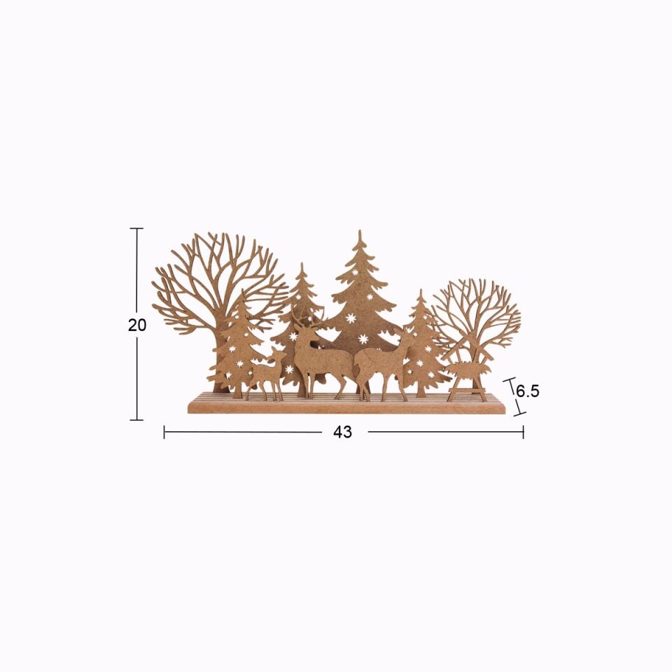 Ahşap Dekoratif Yılbaşı Standı 43x20cm F811 (Demonte)