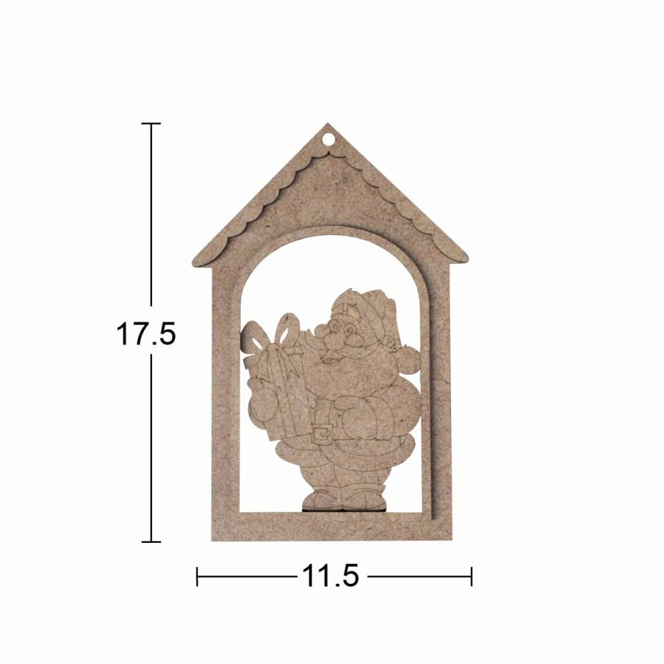 Ahşap Yılbaşı Süsü Noel Babalı 17,5x11,5cm F828