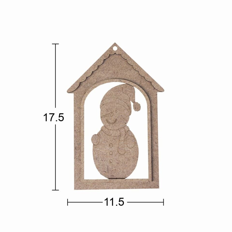 Ahşap Yılbaşı Süsü Kardan Adamlı 17,5x11,5cm F829