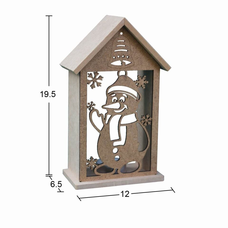 Ahşap Yılbaşı Dekoratif Mumluk T-light 19,5x12cm F832