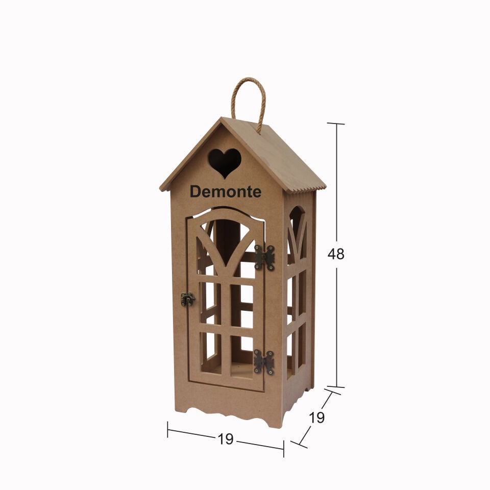 Ahşap Ev Fenerlik Orta Boy 48x19cm L344 (Kolay Montaj) Demonte