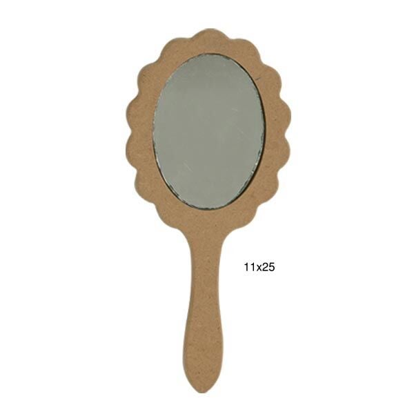 Ahşap Oval El Aynası 25x11cm AY151