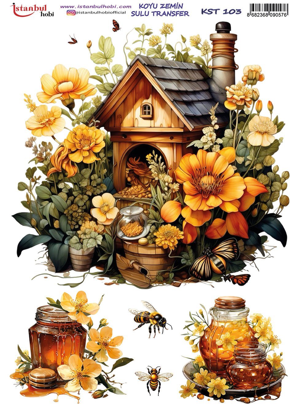 Koyu Zemin Sulu Transfer Kağıdı 25x35cm KST103