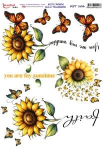 Koyu Zemin Sulu Transfer Kağıdı 25x35cm KST106