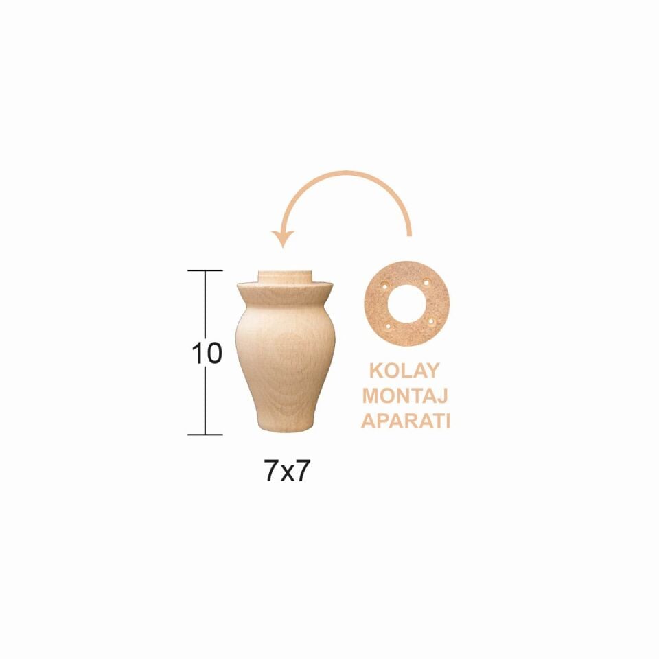 Ahşap Mobilya Ayağı 10cm Gürgen Ağacı FT26