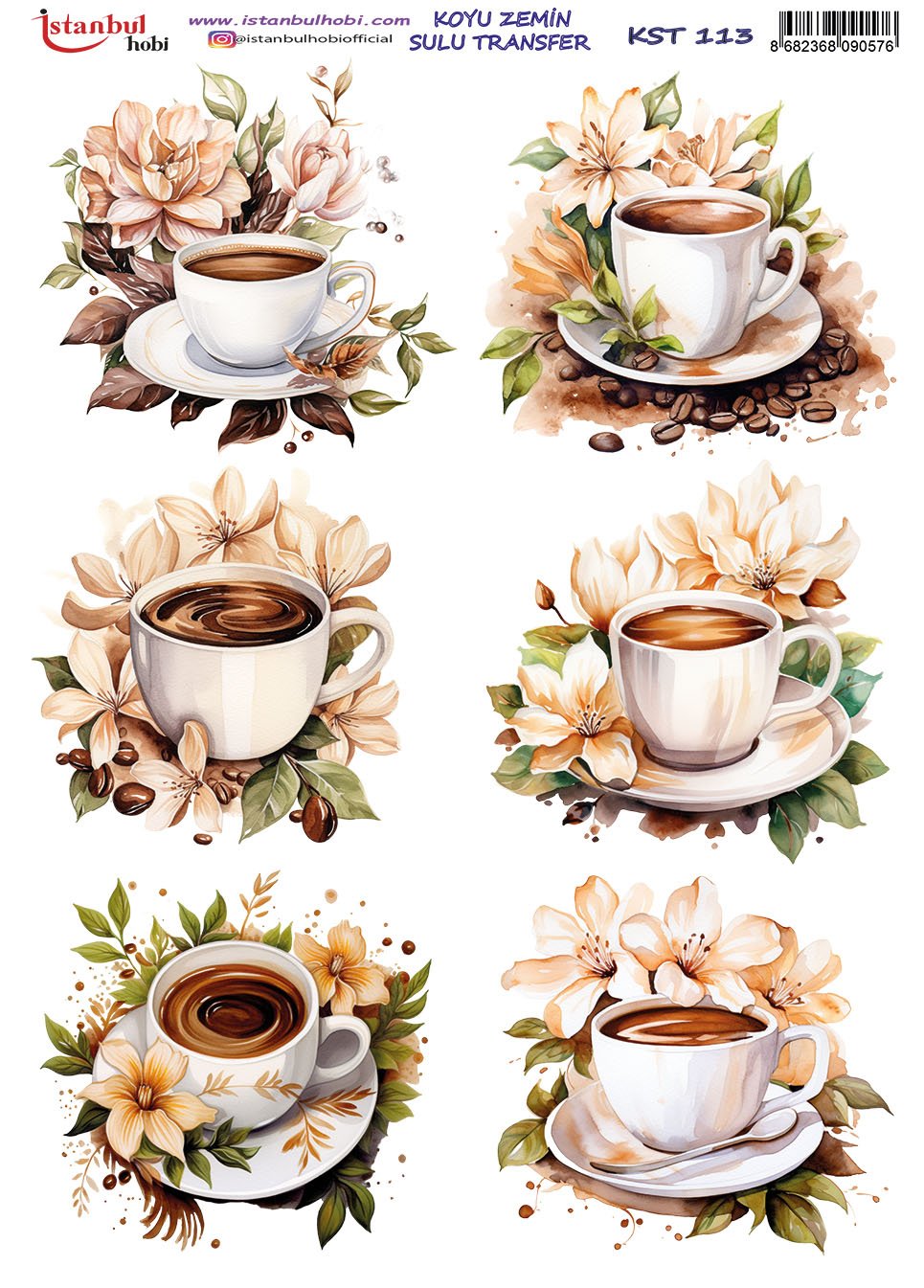 Koyu Zemin Sulu Transfer Kağıdı 25x35cm KST113