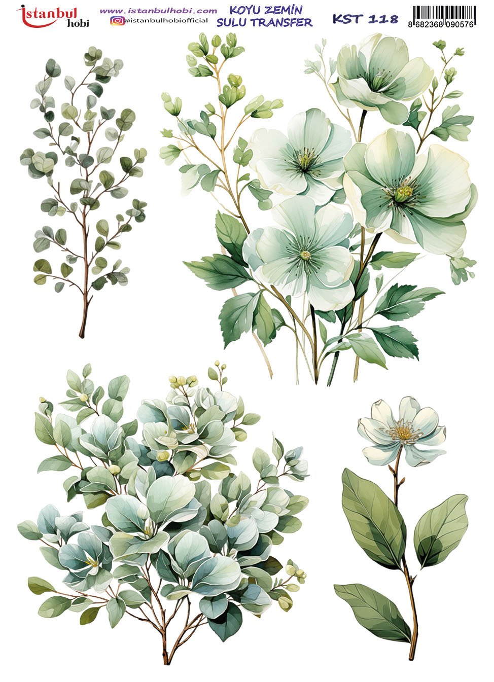 Koyu Zemin Sulu Transfer Kağıdı 25x35cm KST118