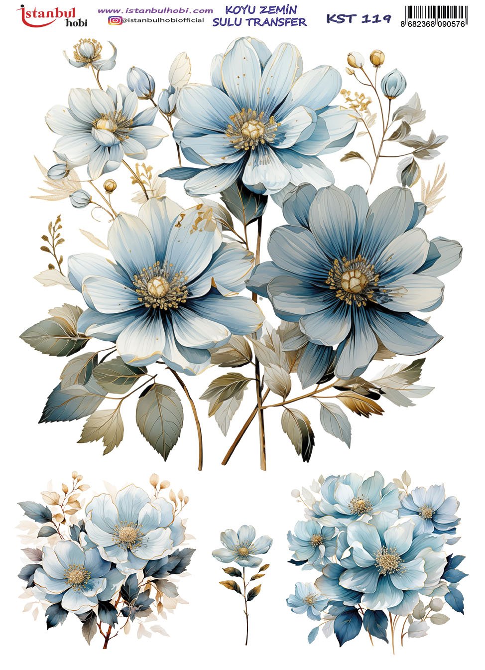 Koyu Zemin Sulu Transfer Kağıdı 25x35cm KST119