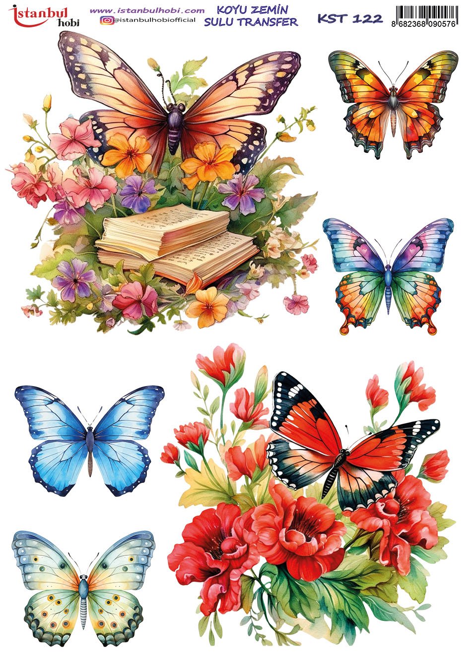 Koyu Zemin Sulu Transfer Kağıdı 25x35cm KST122