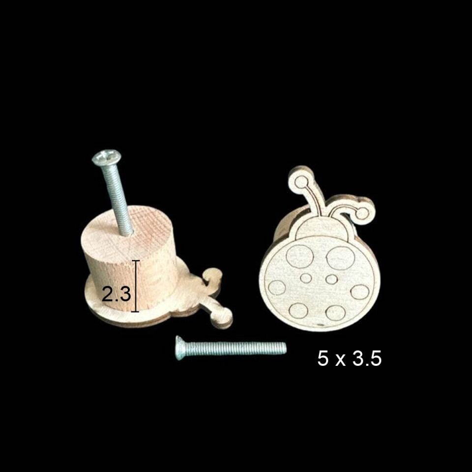Ahşap Uğur Böceği Mobilya Kulpu Tekli 5x3,5cm KLP16