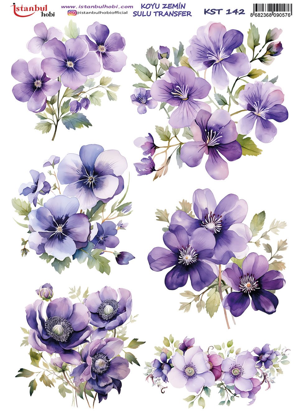 Koyu Zemin Sulu Transfer Kağıdı 25x35cm KST142