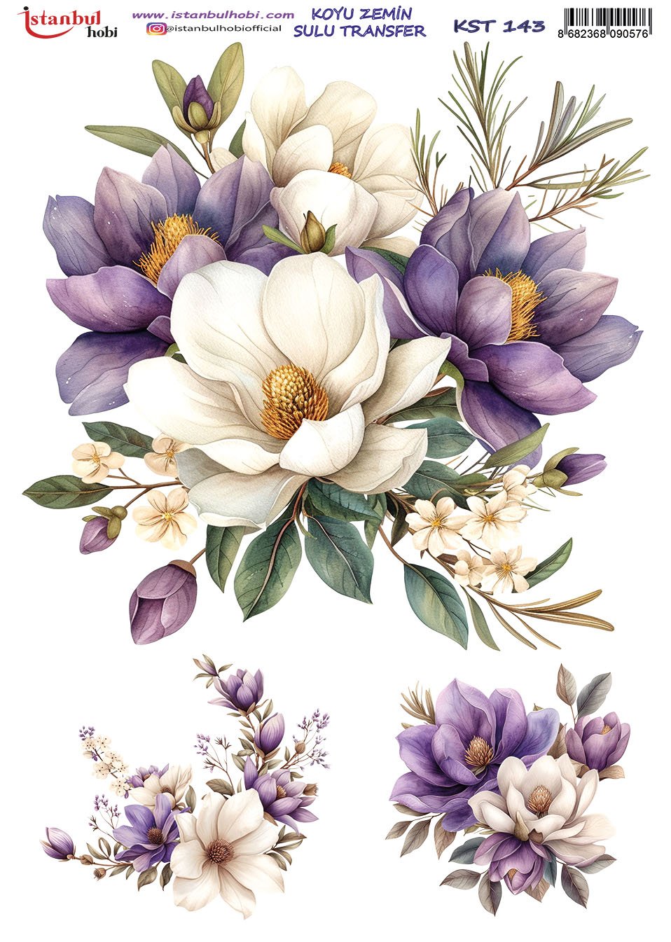 Koyu Zemin Sulu Transfer Kağıdı 25x35cm KST143