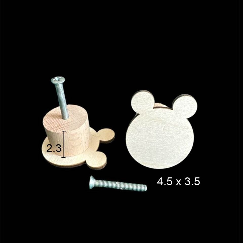 Ahşap Ayıcıklı Mobilya Kulpu Tekli 4,5x3,5cm KLP20