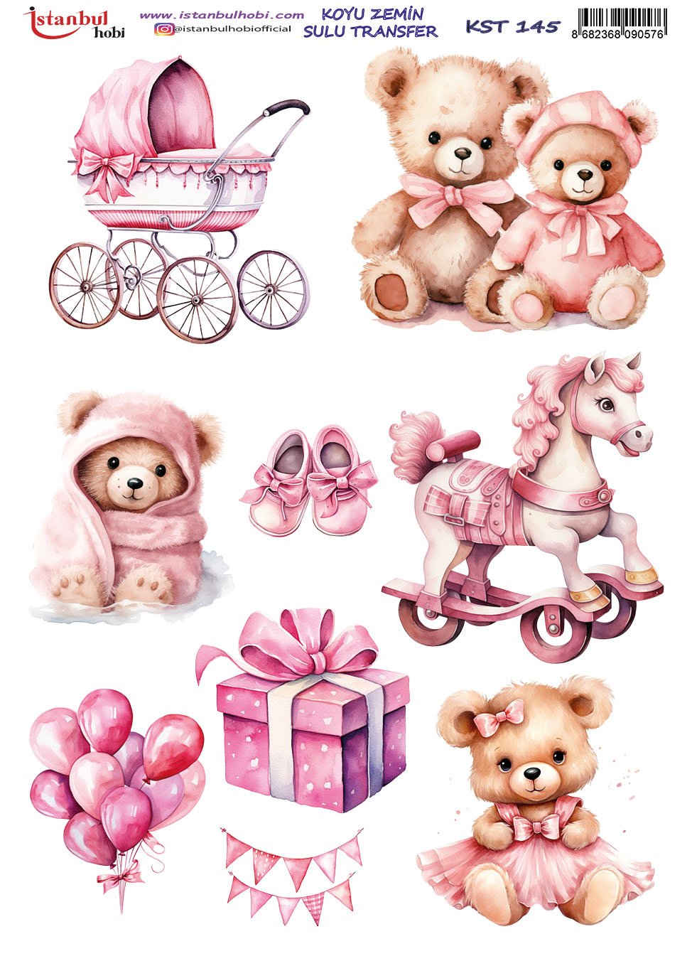 Koyu Zemin Sulu Transfer Kağıdı 25x35cm KST145