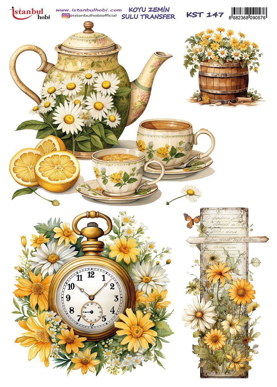 Koyu Zemin Sulu Transfer Kağıdı 25x35cm KST147