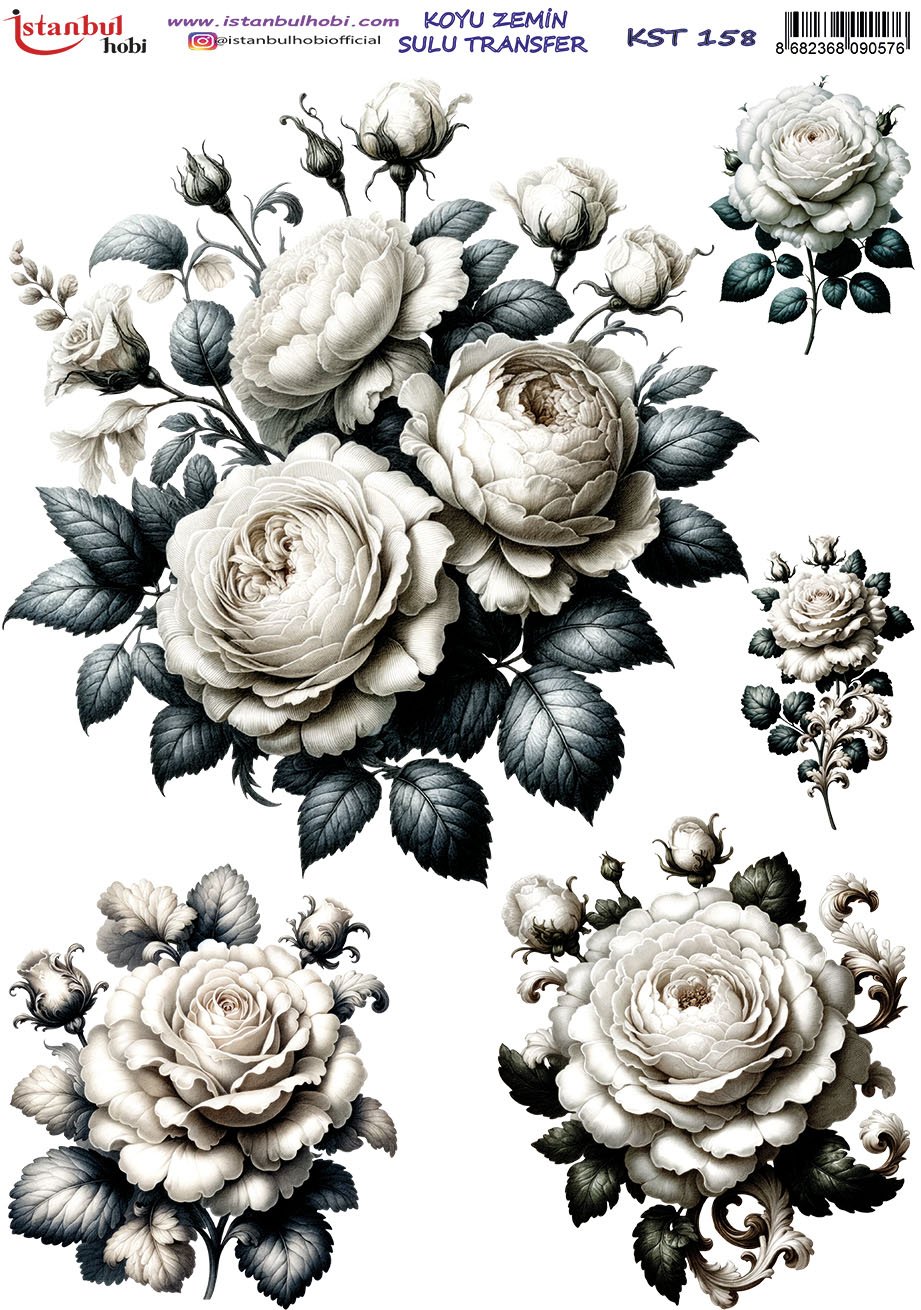 Koyu Zemin Sulu Transfer Kağıdı 25x35cm KST158