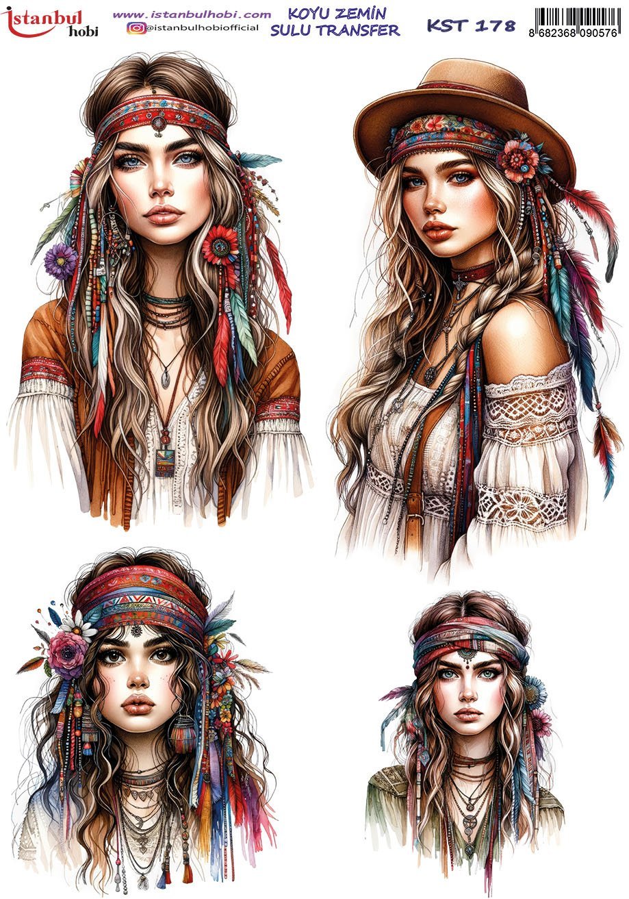 Koyu Zemin Sulu Transfer Kağıdı 25x35cm KST178