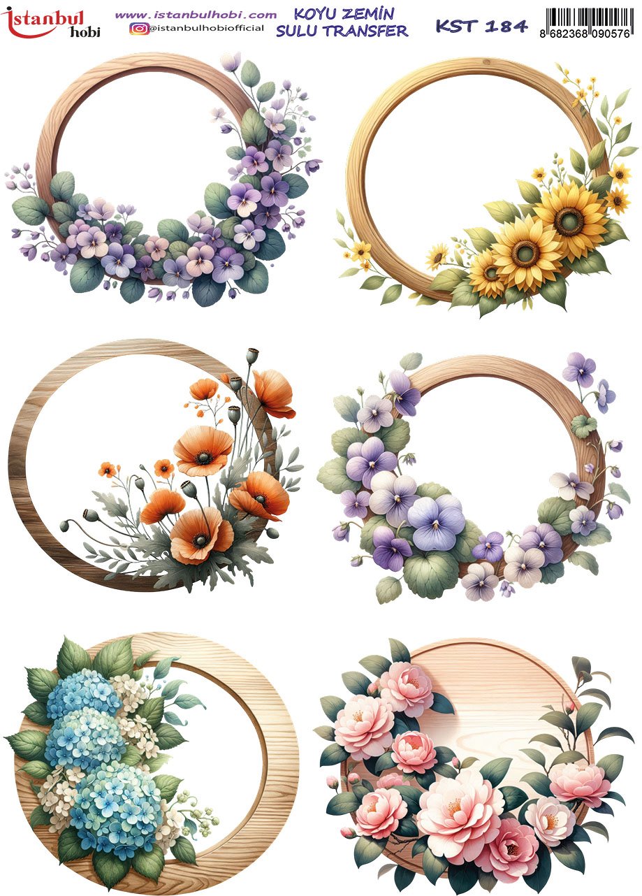 Koyu Zemin Sulu Transfer Kağıdı 25x35cm KST184