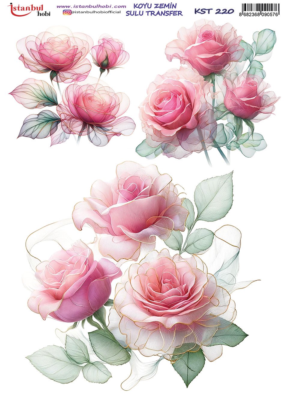 Koyu Zemin Sulu Transfer Kağıdı 25x35cm KST220