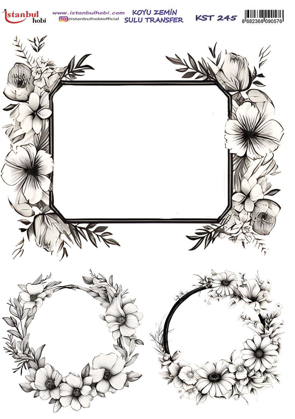 Koyu Zemin Sulu Transfer Kağıdı 25x35cm KST245