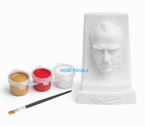 Taş Boyama Seti Atatürk Büst 3 Renk Akrilik Boya 5ml + Fırça