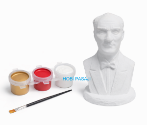 Taş Boyama Seti Atatürk Büst 3 Renk Akrilik Boya 5ml + Fırça