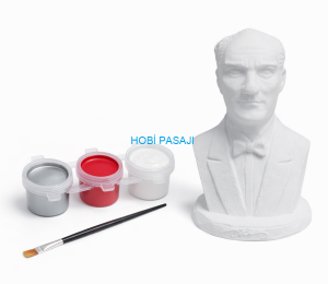 Taş Boyama Seti Atatürk Büst 3 Renk Akrilik Boya 5ml + Fırça