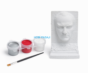 Taş Boyama Seti Atatürk Büst 3 Renk Akrilik Boya 5ml + Fırça