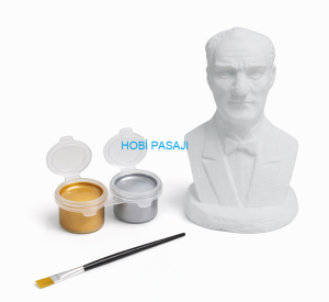 Taş Boyama Seti Atatürk Büst 2 Renk Metalik Akrilik Boya 5ml + Fırça