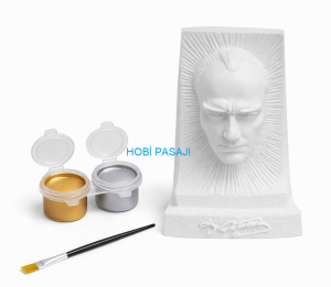 Taş Boyama Seti Atatürk Büst 2 Renk Metalik Akrilik Boya 5ml + Fırça