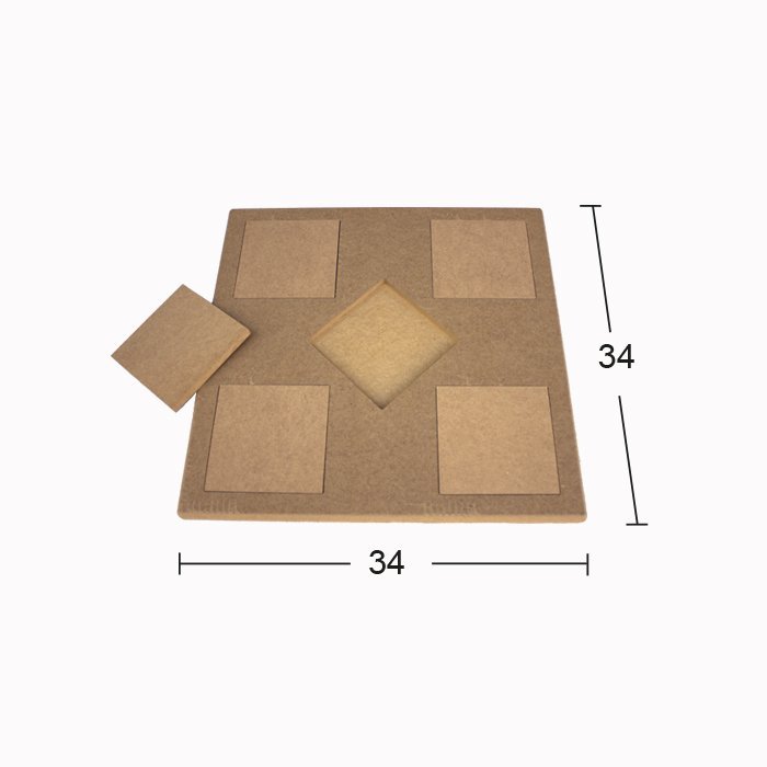 Ahşap 5 Lİ Düz Karolu Sunumluk Tepsi 34x34cm T790