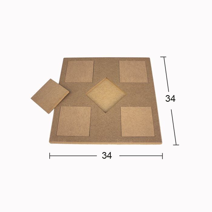 Ahşap 5 Lİ Düz Karolu Sunumluk Tepsi 34x34cm T790