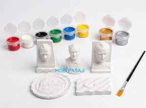 Taş Boyama Seti Atatürk Büst Bayrak Anıtkabir 8 Renk Akrilik Boya 5ml + Fırça