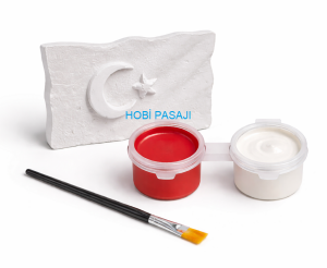 Taş Boyama Seti Türk Bayrağı 2 Renk Akrilik Boya 3ml + Fırça