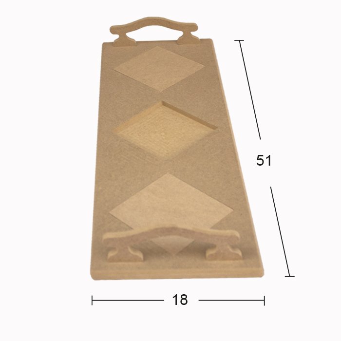 Ahşap 3 lü Karolu Tepsi 51x18cm T781