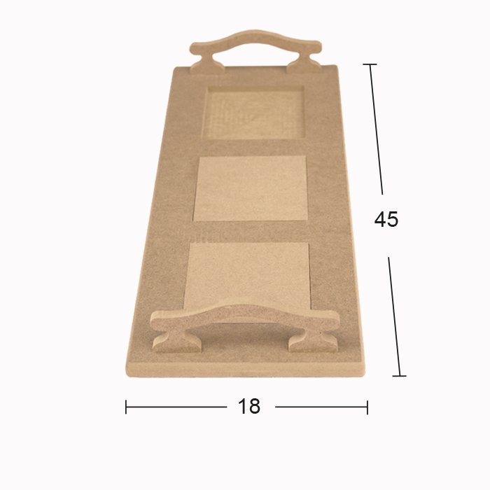 Ahşap 3 lü Düz Karolu Tepsi 45x18cm T780