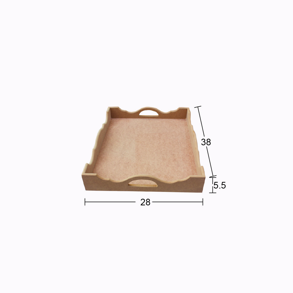 Ahşap Küçük Dalgalı Tepsi 38x28cm T769