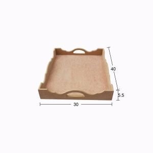 Ahşap  Büyük Dalgalı Pirinç Tepsi 40x30cm T768