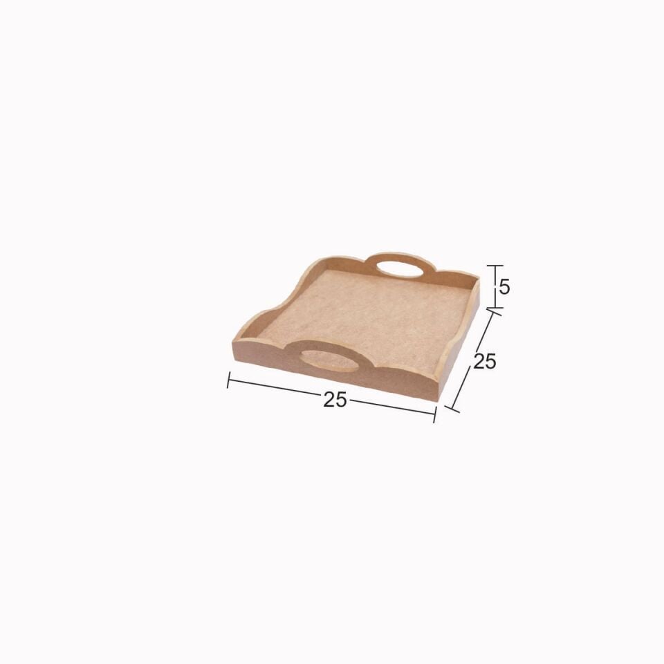 Ahşap Mini Kare Tepsi 25x25cm T767