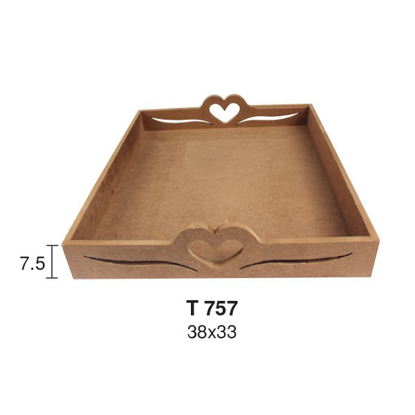 Ahşap Büyük Kalpli Tepsi 38x33cm T757