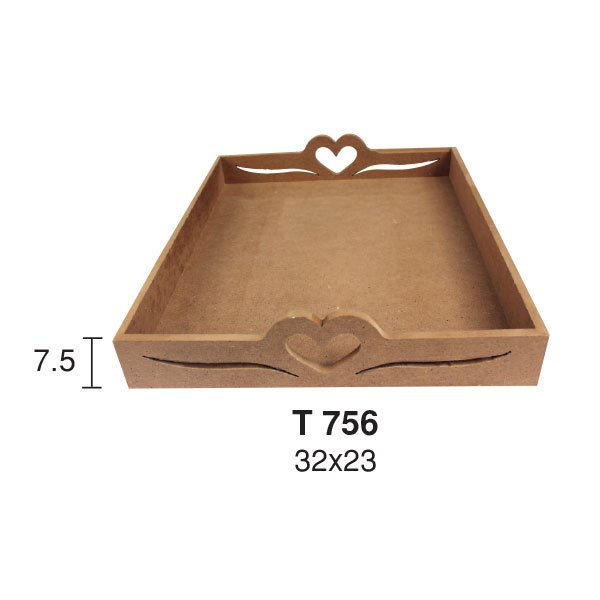 Ahşap Küçük Kalpli Tepsi 32x23cm T756