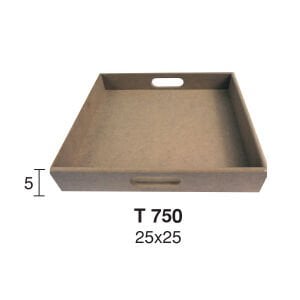 Ahşap Küçük Düz Kare Tepsi 25x25cm T750
