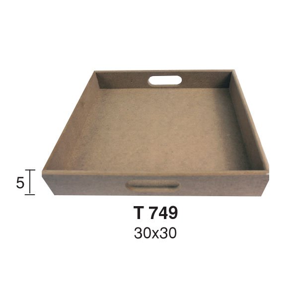 Ahşap Orta Boy Düz Kare Tepsi 30x30cm T749