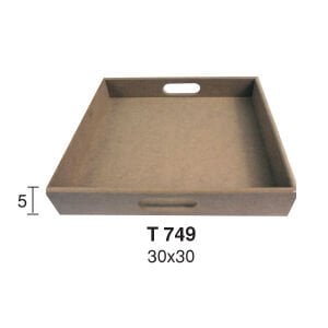 Ahşap Orta Boy Düz Kare Tepsi 30x30cm T749